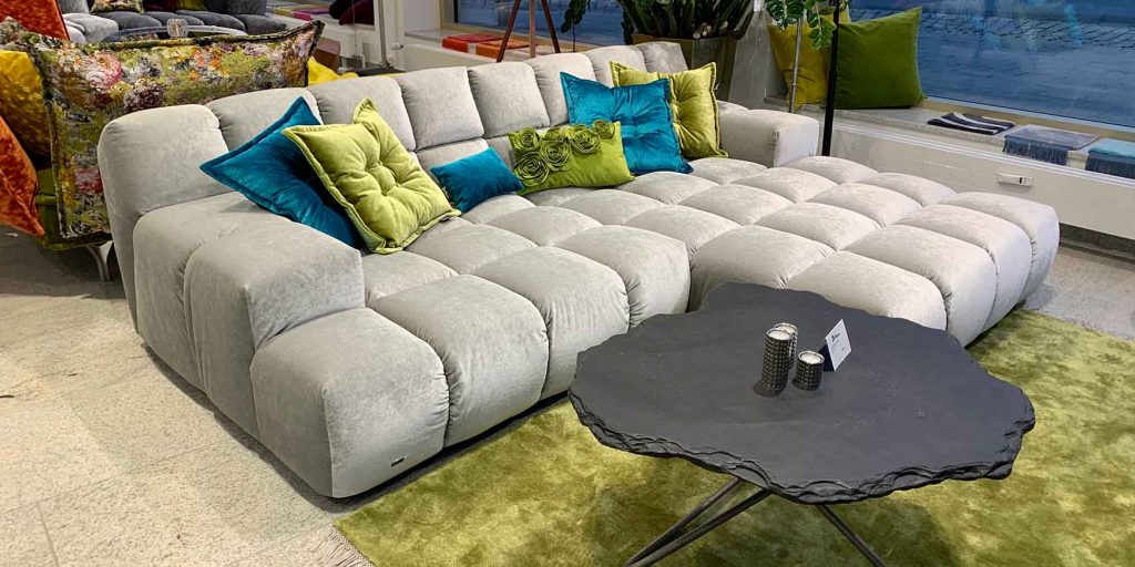 Bretz Sofa Ocean 7 158 Ausstellungsstück in Silver nugget Bezug